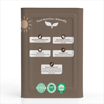 A tall, matte brown canister of Naturally Health & Pura pet supplement powder, featuring white text and green certification logos at the bottom, set against a clean white background.

Details